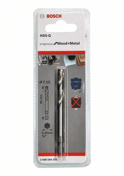 2608594254 - Punta di centraggio Plus HSS-G Ø 7,15x85 mm Progressor for WOOD+METAL
