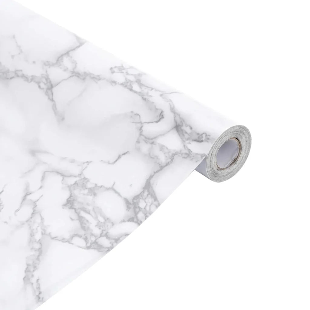 Adesivo per Mobili Autoadesivo Bianco Marmoreo 90x500 cm in PVC CFW7936859
