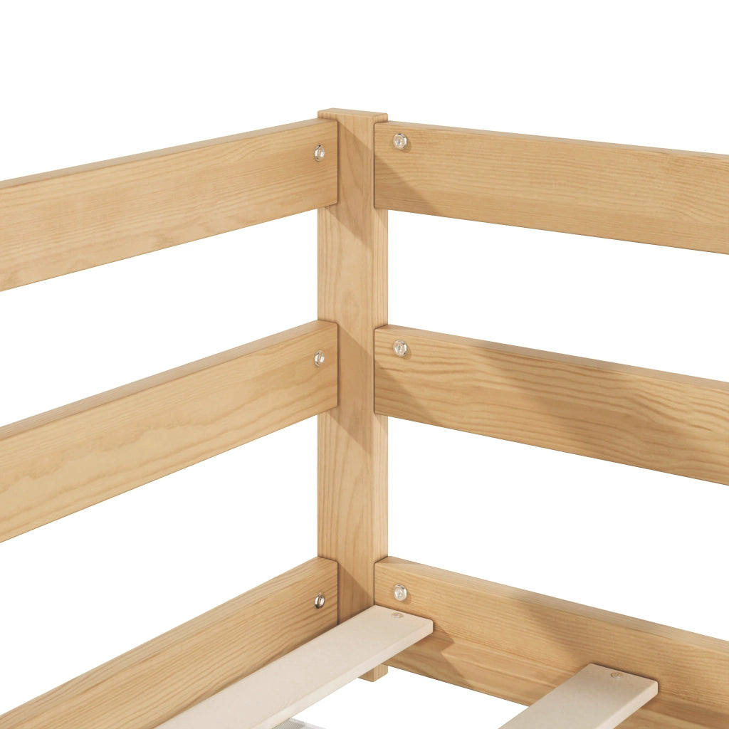 LETTO Montessori basso 140x200 cm Legno massello di pino Naturale