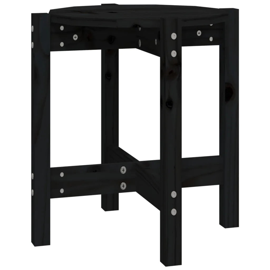 Tavolino da Salotto Nero Ã˜ 42,5x45 cm in Legno Massello di Pino cod mxl 19866