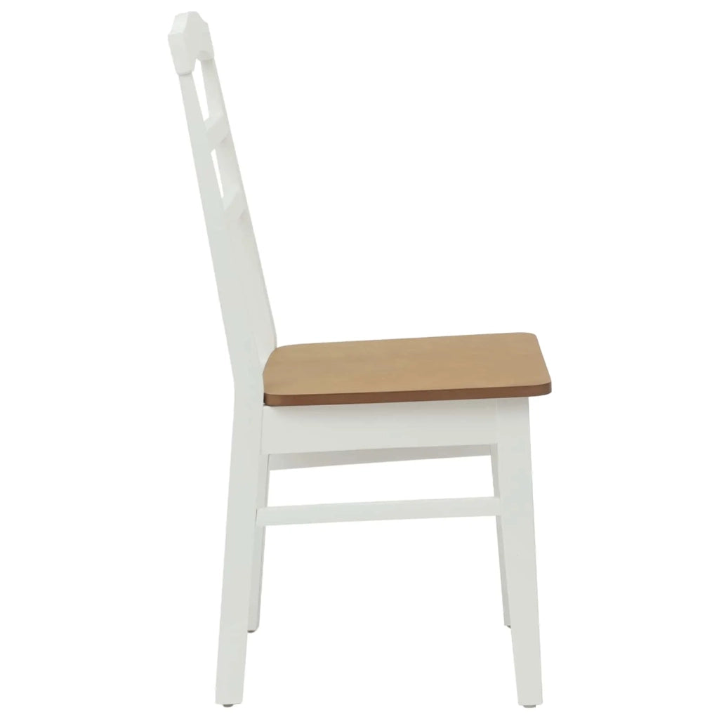 Sedia da pranzo 2 pcs Bianco e Naturale Legno di gomma solido 42020497