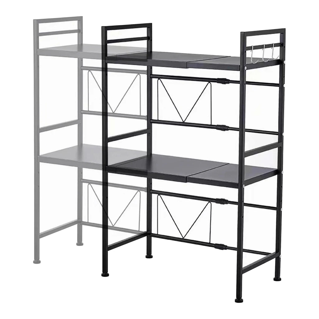 Scaffale dal design senza tempo per soggiorno/camera da letto mobiletto porta microonde con 2 ripiani regolabili nero 03_0011328