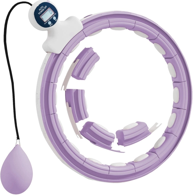 Hula Hoop intelligente con contatore e peso, 16 segmenti regolabili, diametro 44,3 cm, viola