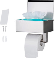 Sostegno per carta igienica con box umidificante, Acciaio inossidabile Zilver Toilette senza foratura, Supporto per carta igienica adesivo per parete per cucina e bagno