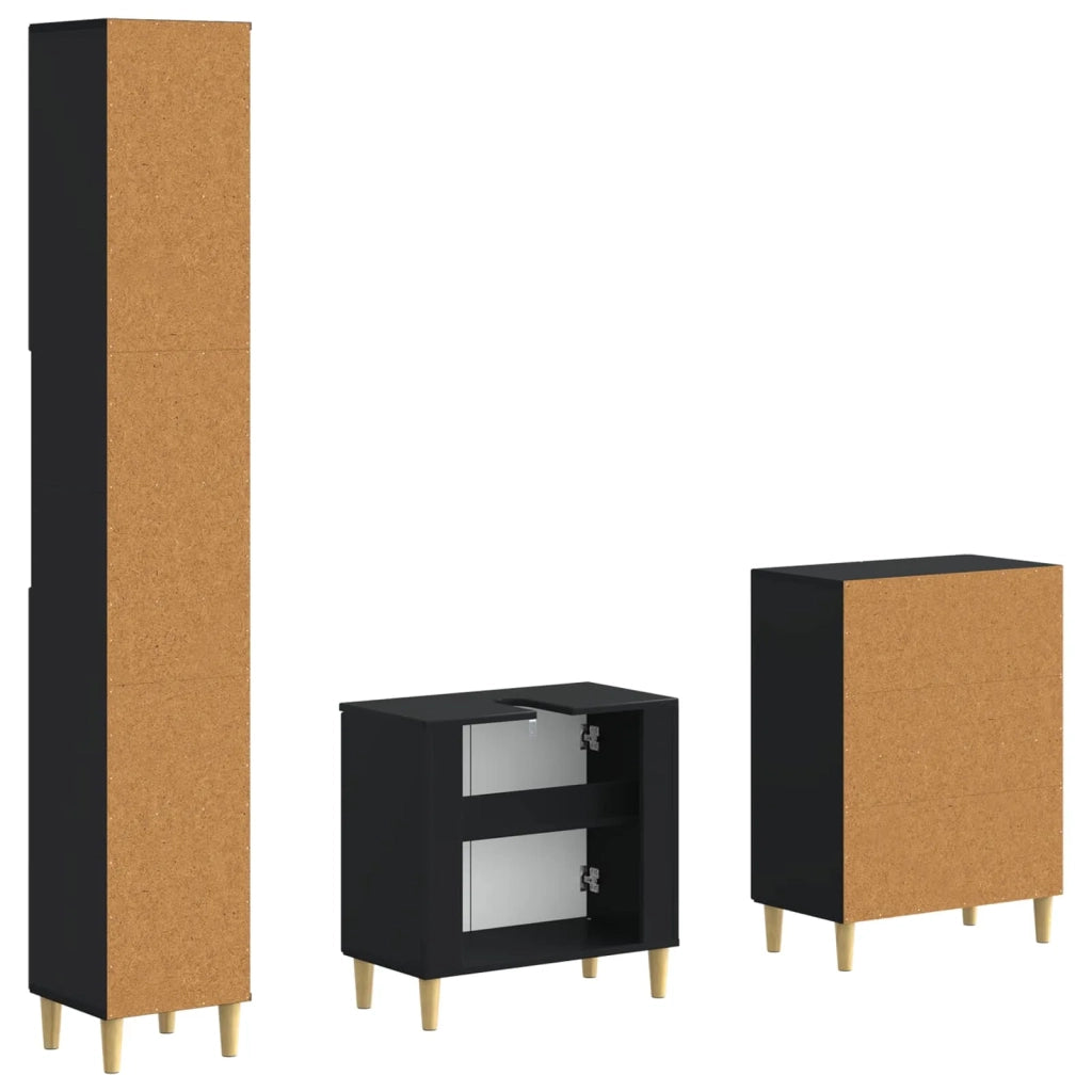 Set di armadietti da bagno in 3 pezzi DELFT Nero 3417460
