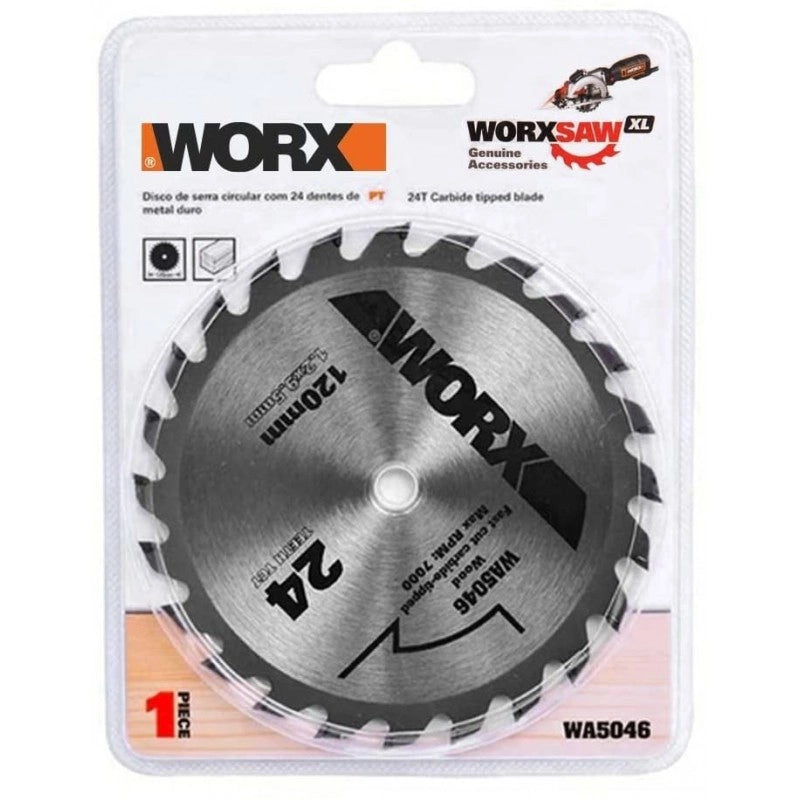 Lama circolare TCT WA5046 120 mm 24 denti per sega Worxsaw taglio legno per WX423 WX424 WX425 - Worx