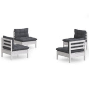 Set Divani da Giardino 4 pz | Set Salotto da Giardino con Cuscini Antracite Legno di Pino