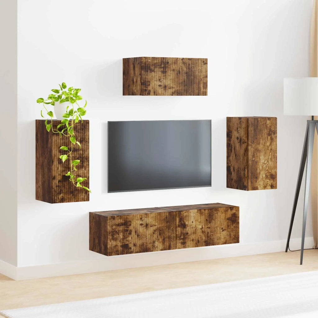 Set mobile TV 5 pcs Rovere fumé Legno multistrato