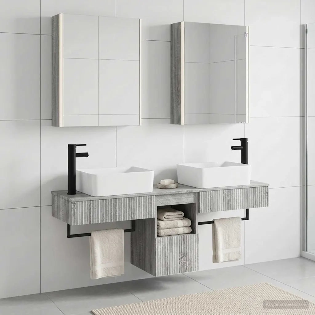 Set di Armadi da Bagno 5 pcs Sonoma grigio 53 x 15,5 x 70 cm 3406332