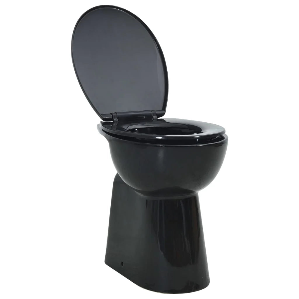 WC alto senza brida con meccanismo di chiusura ammortizzata vaso WC bagno/arredamento casa 7 cm ceramica nero 02_0003565
