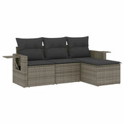 Set Divani da Giardino 4 pz | Set Salotto da Giardino con Cuscini in Polyrattan Grigio