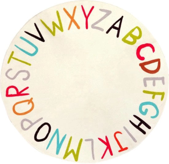 Tappeto antiscivolo 80x80cm con tessuto imitativo di velluto in casimir, adatto per camera da letto, comune, sala da pranzo, zona notte e decorazione della camera da letto - Lettere colorate