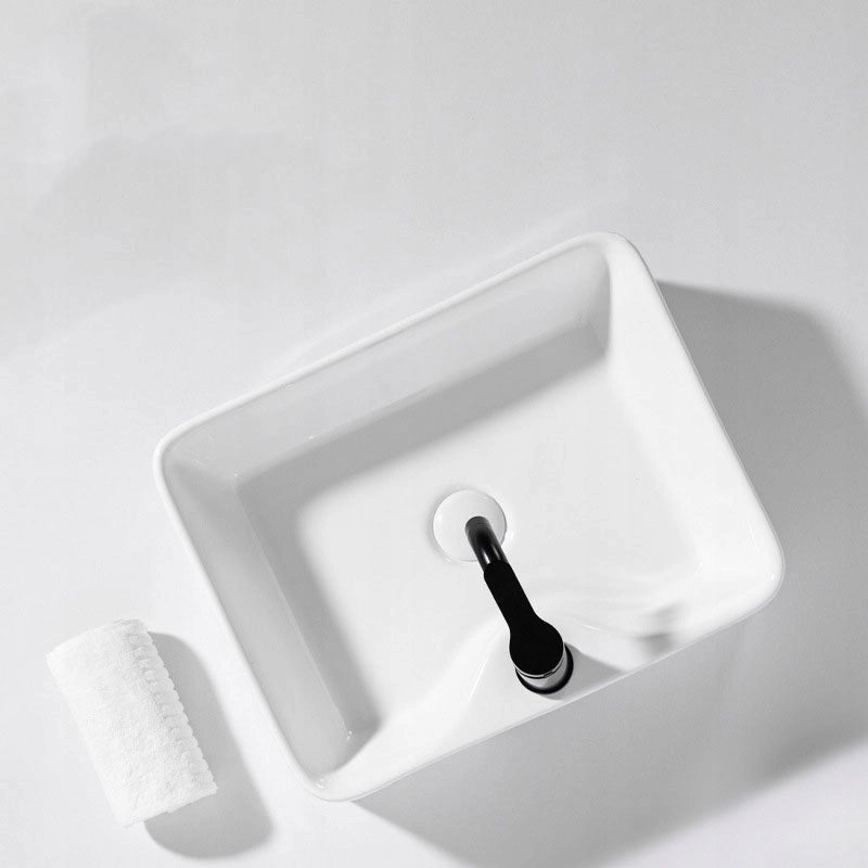 Lavabo da appoggio in ceramica bianco rettangolare 47 cm x 37 cm grande