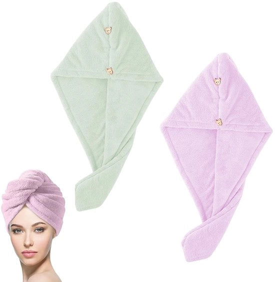 Tessuto per capelli - Asciugamano microfibra - Asciugamano veloce - Foulard per capelli - Cinturino regolabile - 64 cm x 38 cm - Asciugamano per capelli
