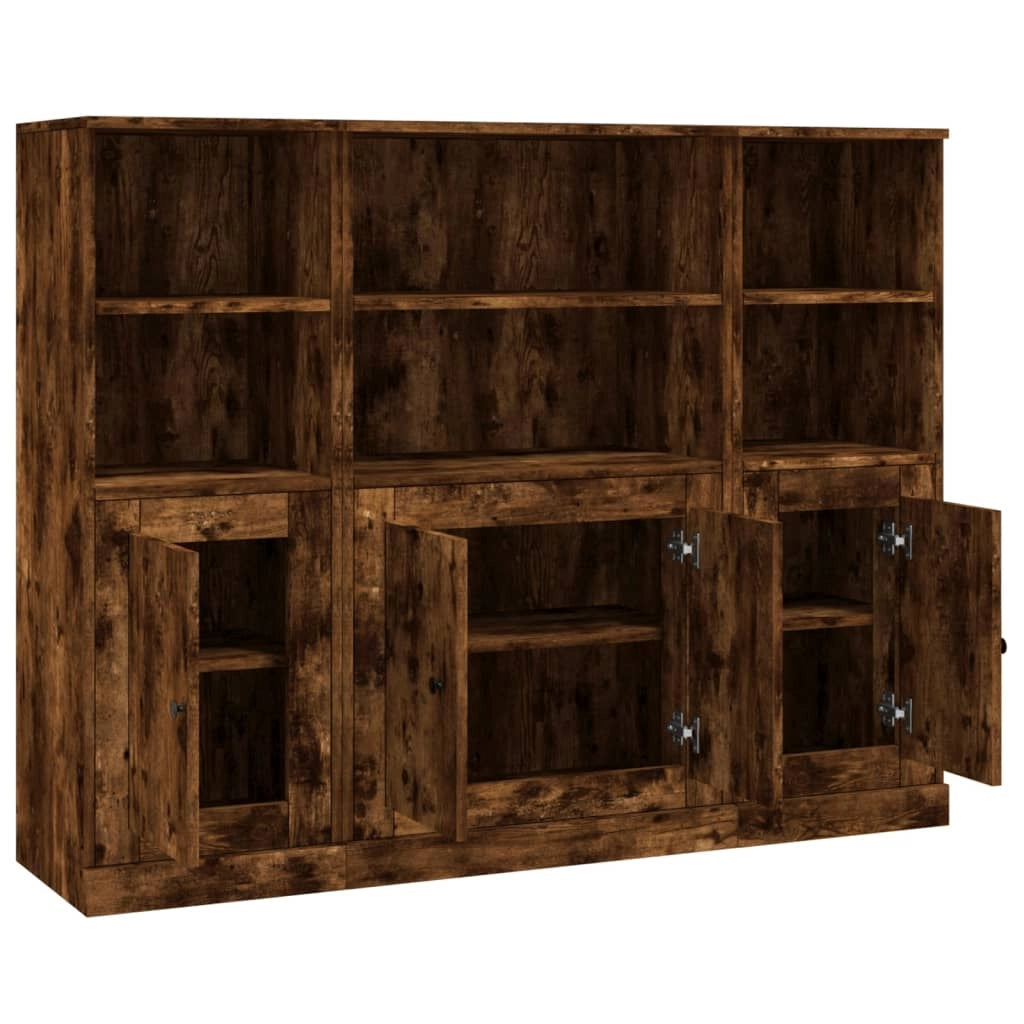Buffet credenza cassettiera armadio mobile contenitore organizer per cucina soggiorno salotto 3 pezzi legno ingegnerizzato marrone 02_0037051