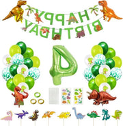Decorazioni di compleanno per bambini - 49 pezzi - 4° compleanno - Ballo in foglia - Festa di dinosauro - Festa per bambini - Decorazioni di festa - Articoli per festa.