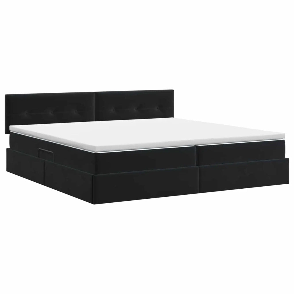 Letto con Contenitore con testiera Nero 200 x 200 cm Velluto 3458831