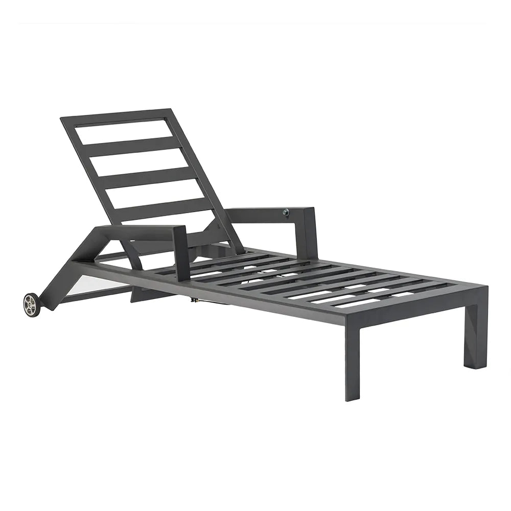 Tempo Style - Lettino Resort Nice Antracite in alluminio | Reclinabile con morbidi cuscini | Ideale per Spiaggia, Piscina, Giardino | 200 x 86 x 71cm