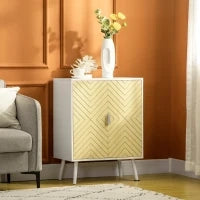 Credenza Moderna in Legno, Mobiletto Multiuso con Ripiani per Soggiorno, Camera o Ingresso con 2 Antine e Mensola Regolabile, 60x40x80cm