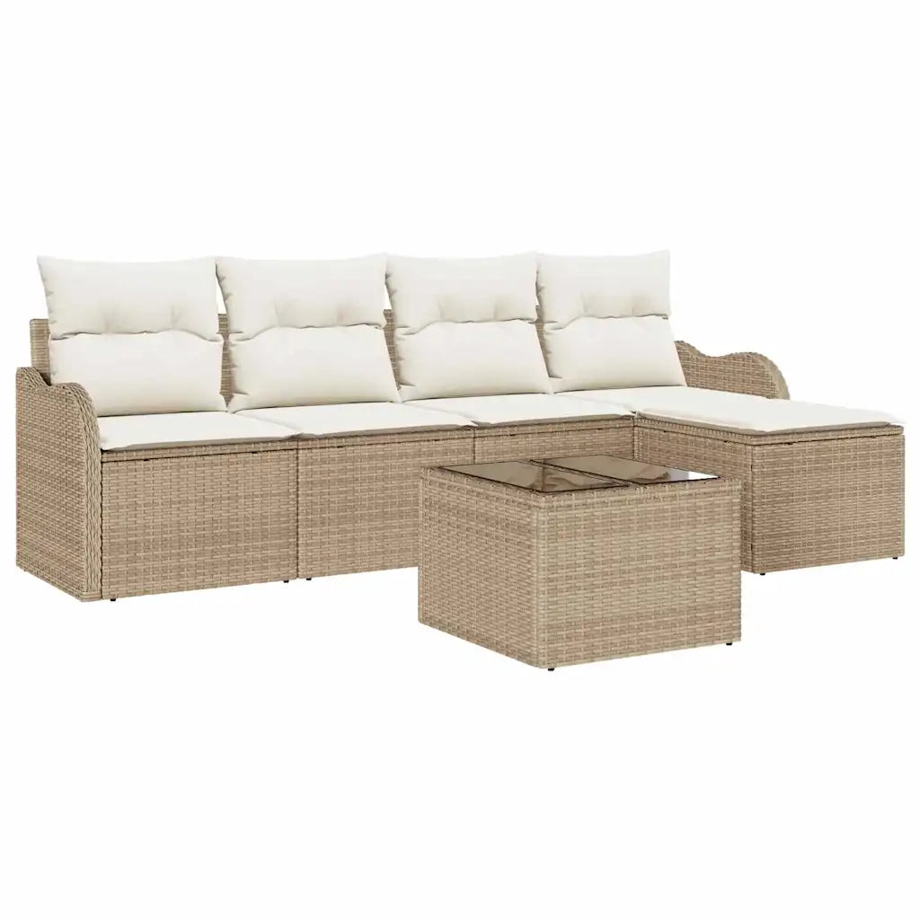 Set Divano da Giardino Beige polyrattan