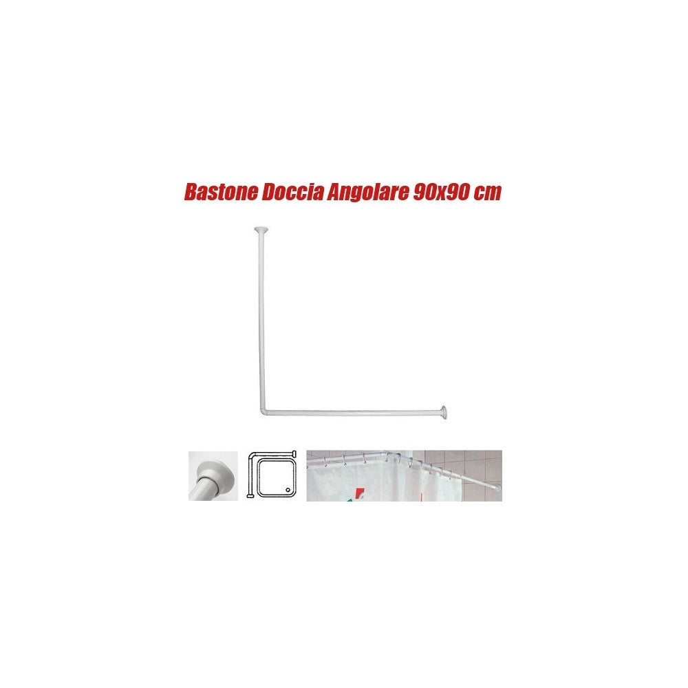 Trade Shop - Telaio Tenda Tende Bastone Asta Doccia E Vasca Da Bagno Colore Bianco 90 X 90 Cm -
