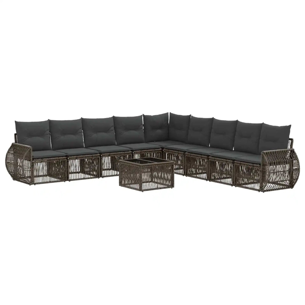 Set Divano da Giardino 10 pcs Grigio e Grigio Scuro polyrattan