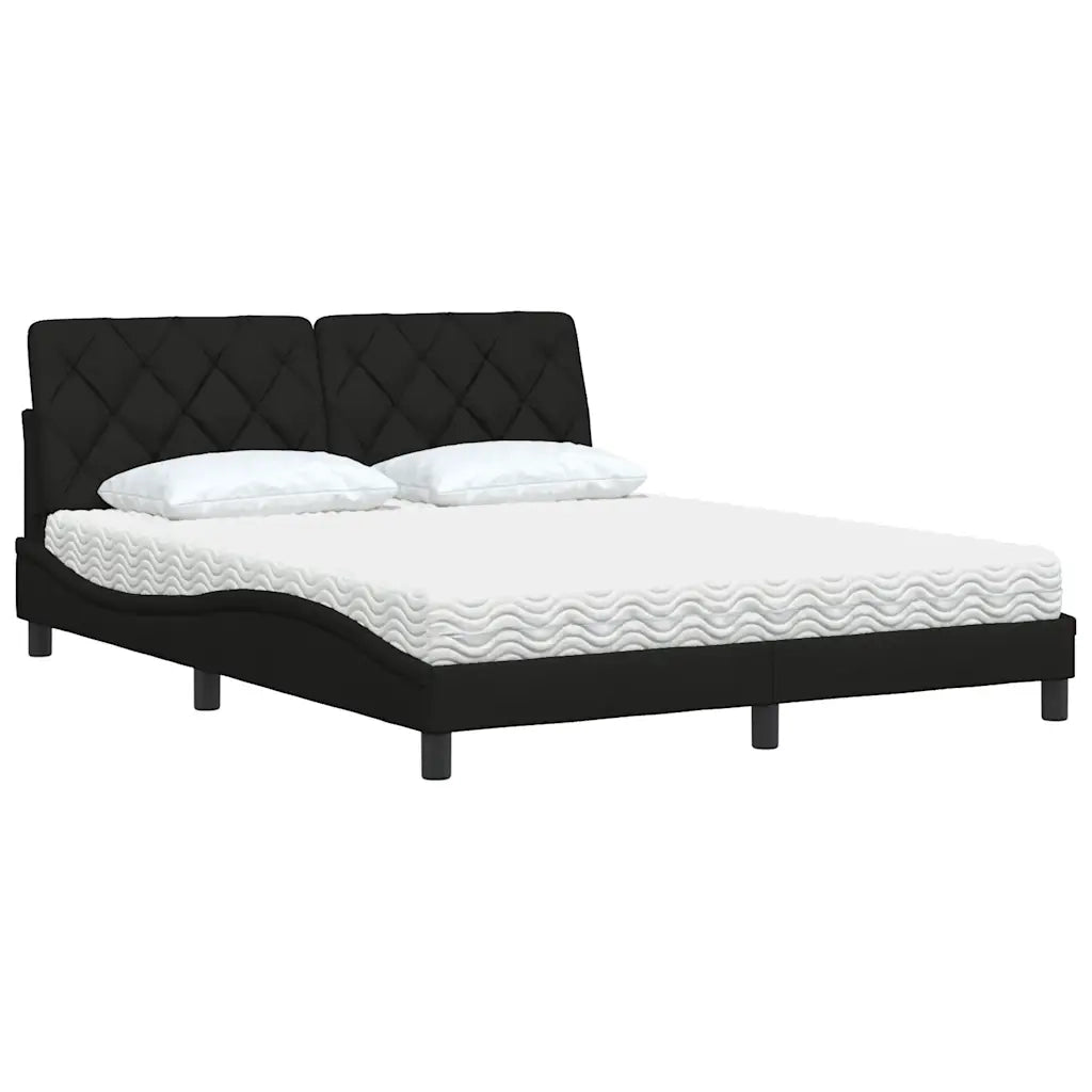 Letto con Materasso Nero 160x200 cm in Tessuto 3310750