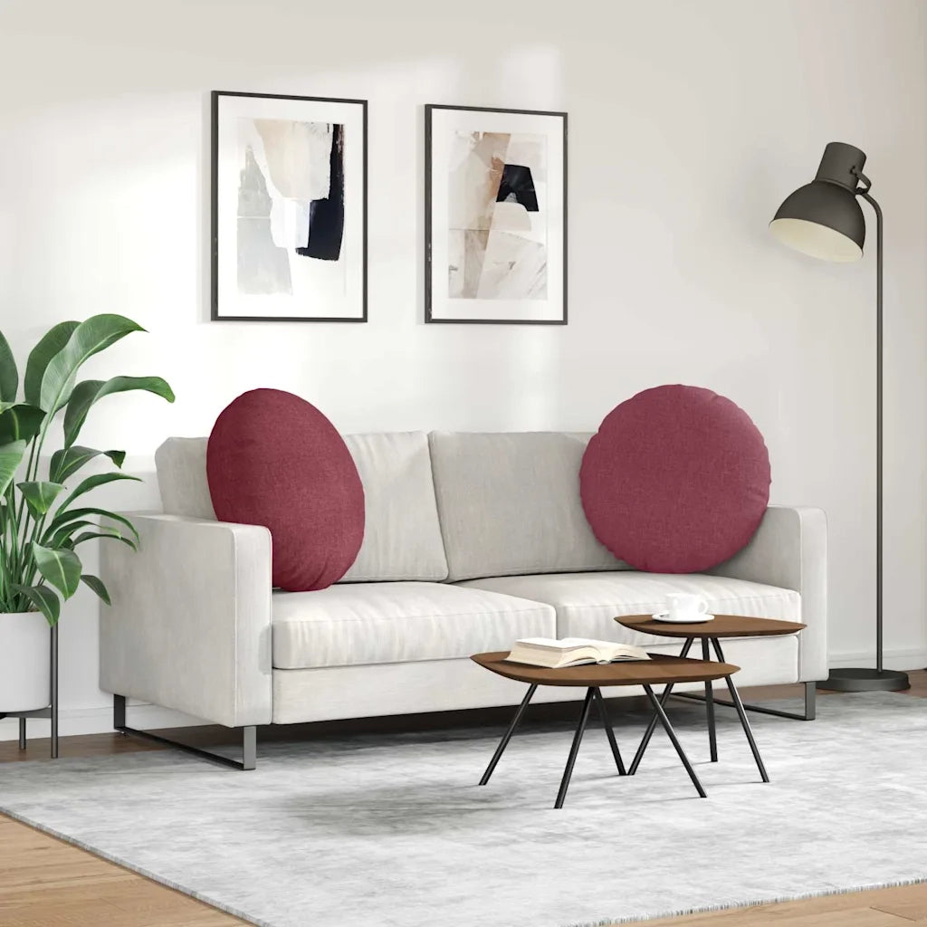 Cuscini per Seduta 2 pcs Rosso Vino Ø80 x 29 cm Tessuto