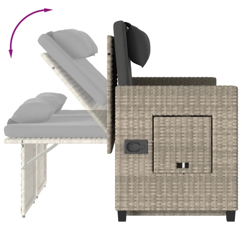 Panchina Reclinabile Giardino | Panca da Giardino con Cuscini Grigio Chiaro Polyrattan