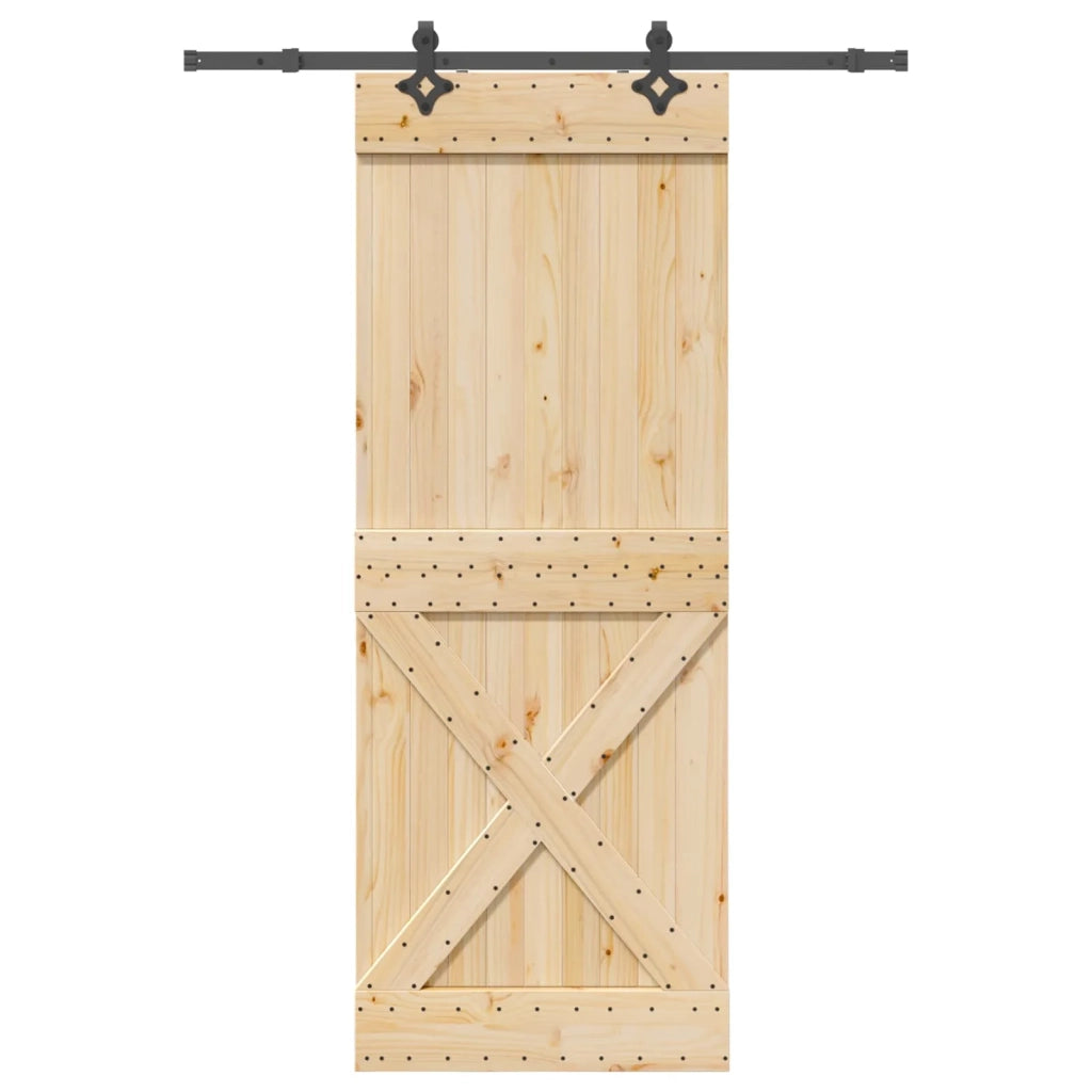 Porta scorrevole NARVIK Naturale e Nero 85 x 210 cm (152,5 cm) 3445373