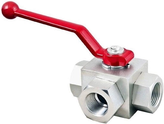 Valvola a pallini 3 vie - 1/4" - tipo L - BSP - valvola a pallini idraulica a 3/2 (acciaio 1/4") - qualità professionale