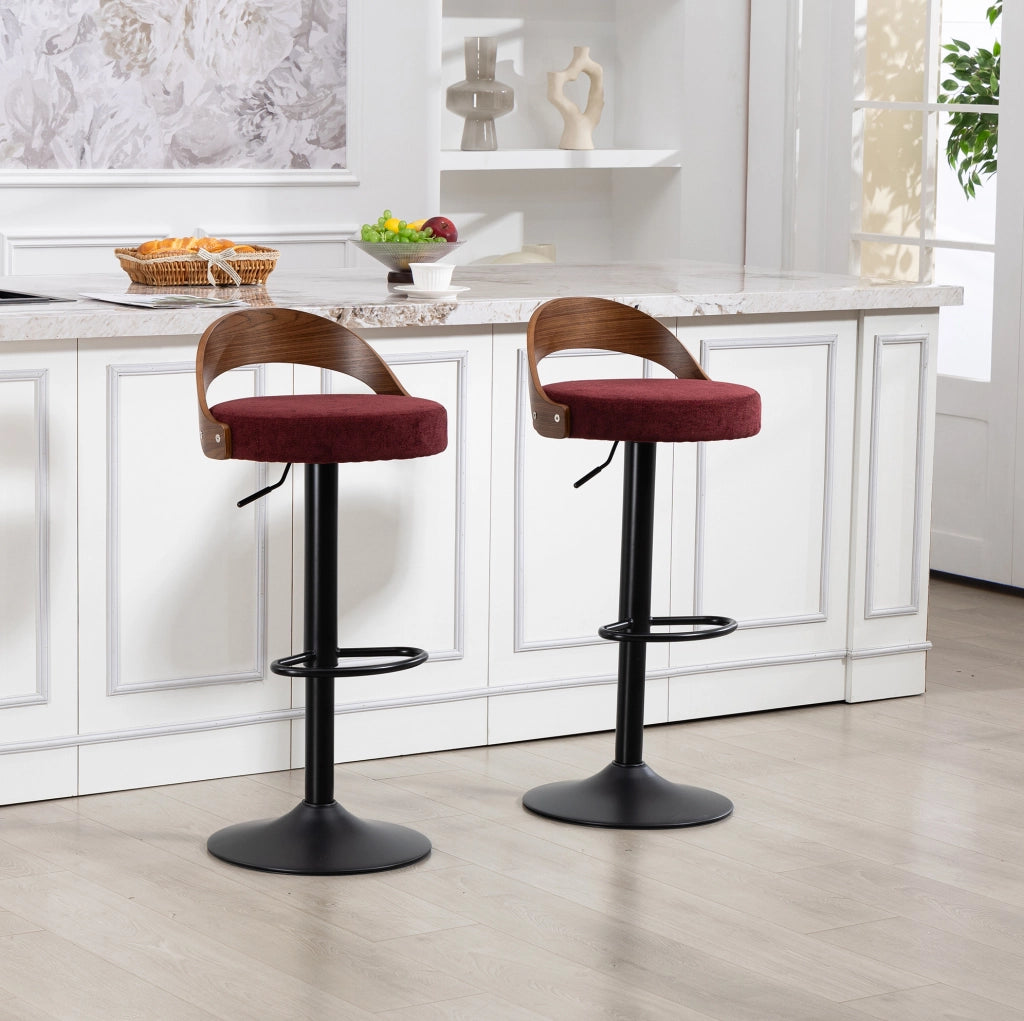 Sgabelli da bar girevoli regolabili set da 2 42,5 x 42 x 77-98 cm lino bordeaux