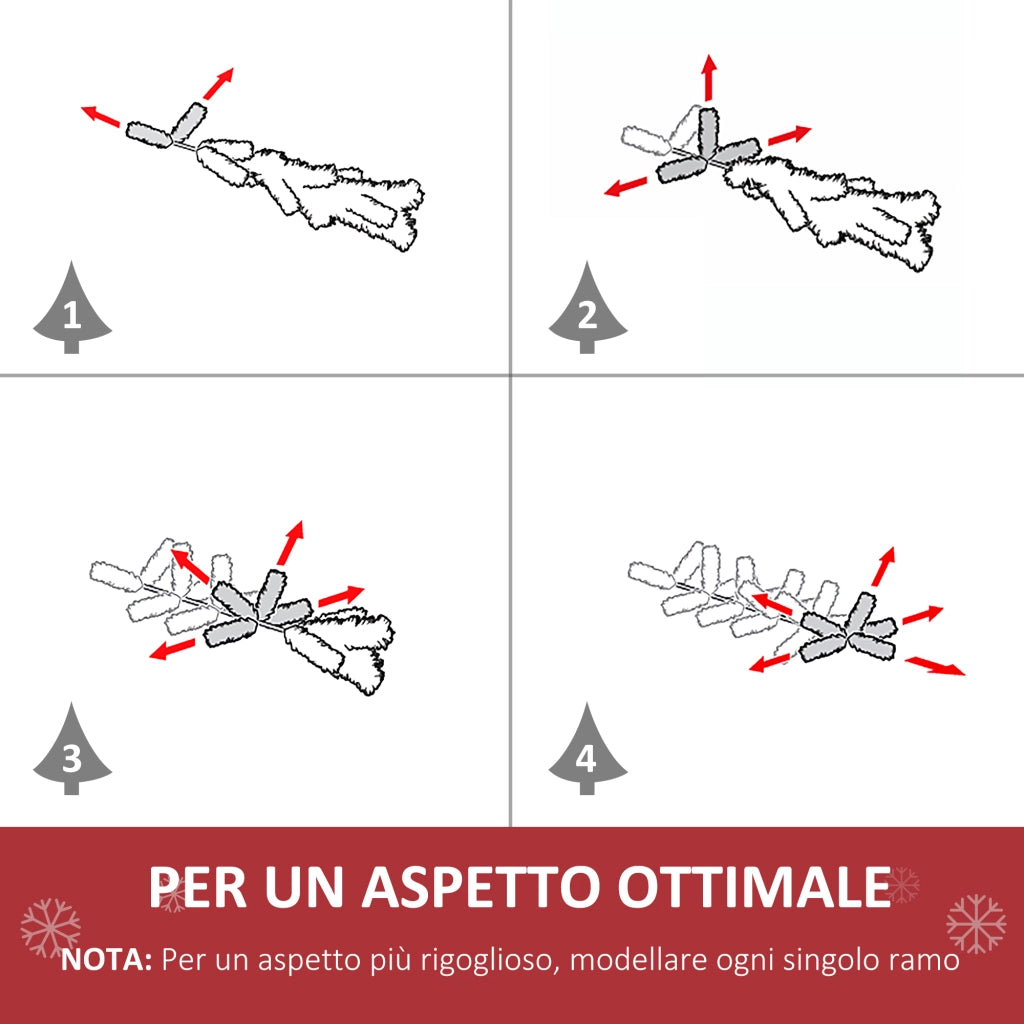 EasyComfort Albero di Natale Artificiale Alto 180cm con 1000 Rami Rigogliosi Base in Acciaio