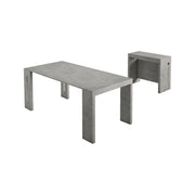 Tavolo allungabile Akam, Tavolo da pranzo estensibile, Consolle multiuso con allunghe, Made in Italy, Cm 186x80h76, Cemento