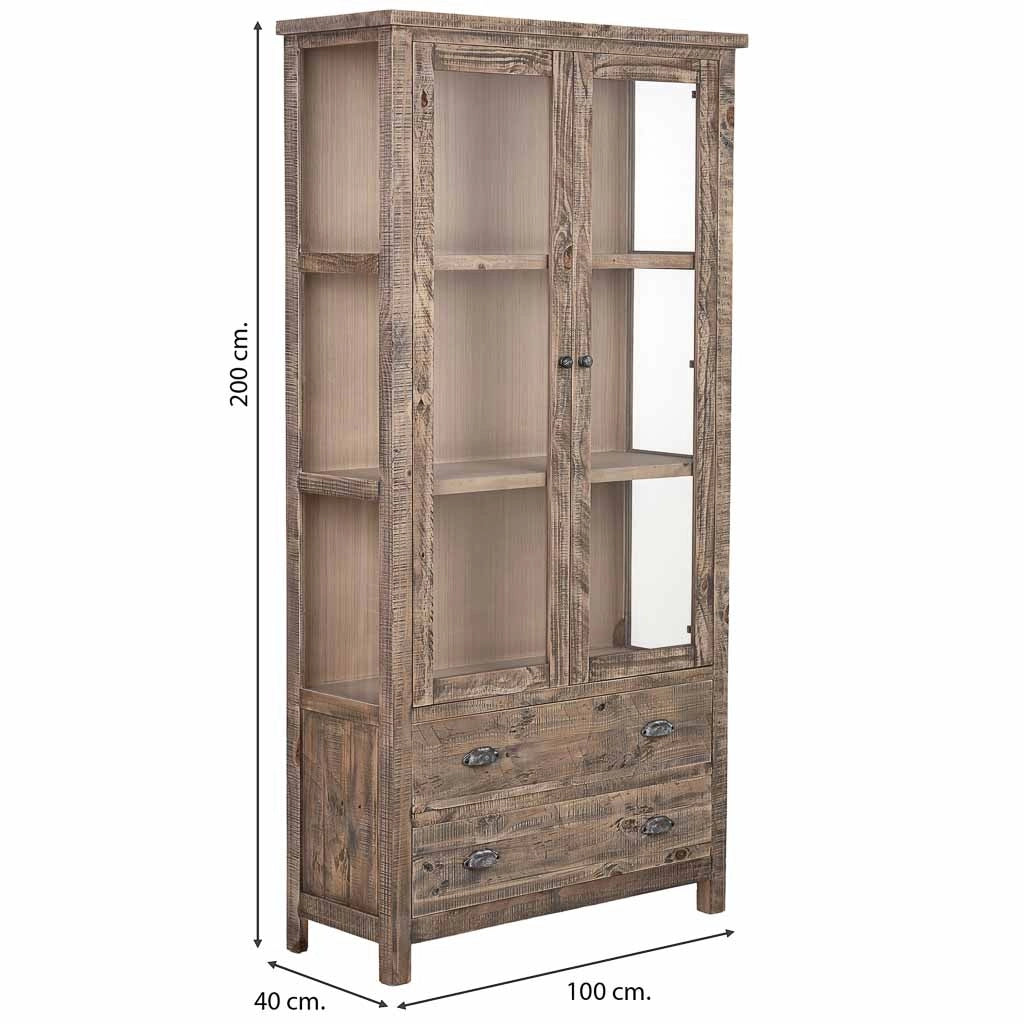 Vetrina in legno marrone 100x40x200h cm