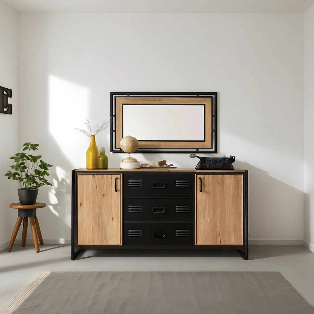 Madia Cimaron, Credenza 3 Cassetti, 160x45x80h cm Marrone Quercia