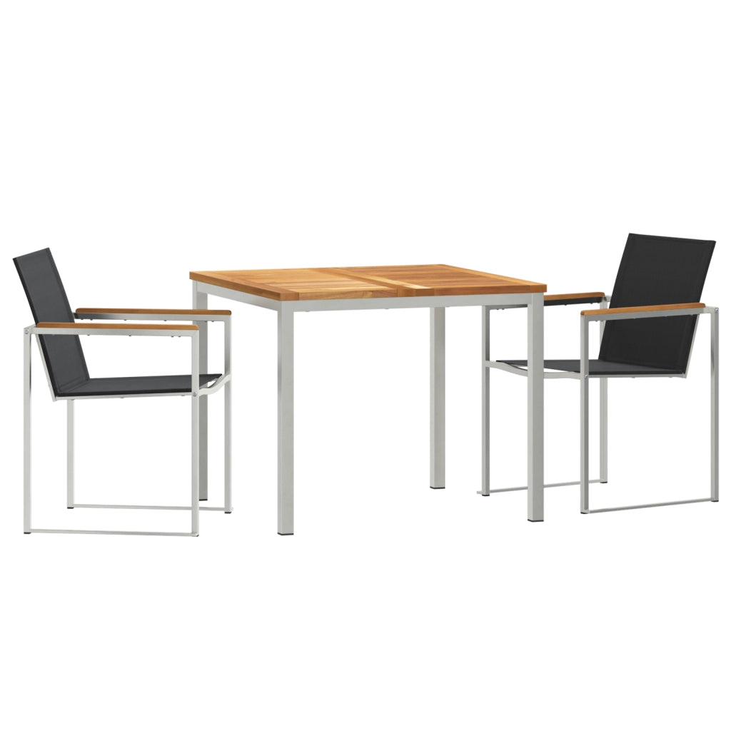 Set da Pranzo da Giardino  3 Pezzi in Legno Massello di Teak