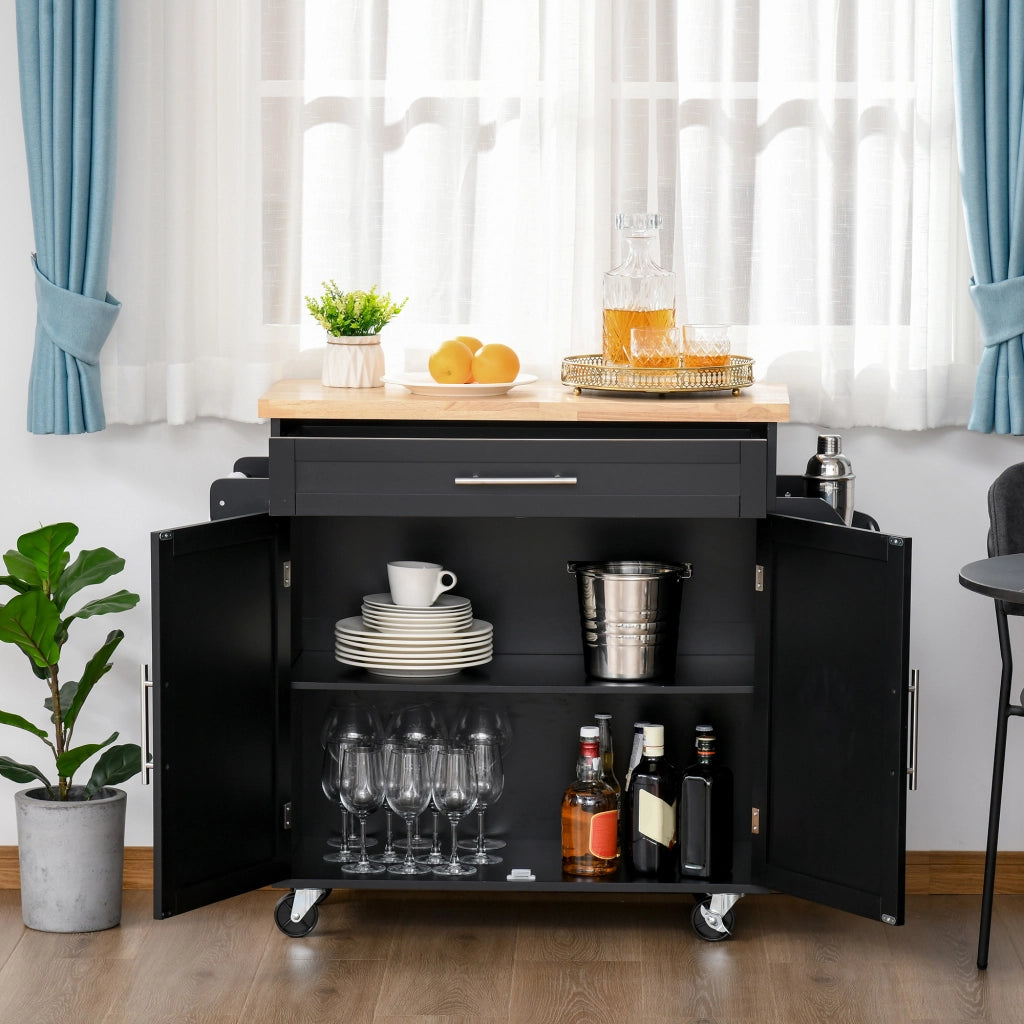 Armadio Mobile con Ante, Cassetto e Ripiani ¨C Zephmum ¨C 109x40x89 cm Nero