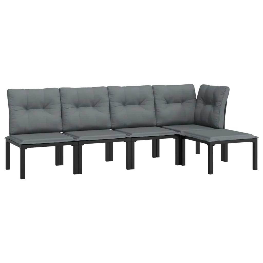 Set di mobili da giardino mobili da esterno set da 5 pezzi resina intrecciata nera e grigia 02_0016614