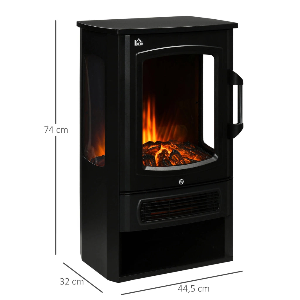 Termocamino elettrico LED 2000 W con fiamme realistiche e termostato automatico; nero; 44;5x32x74 cm