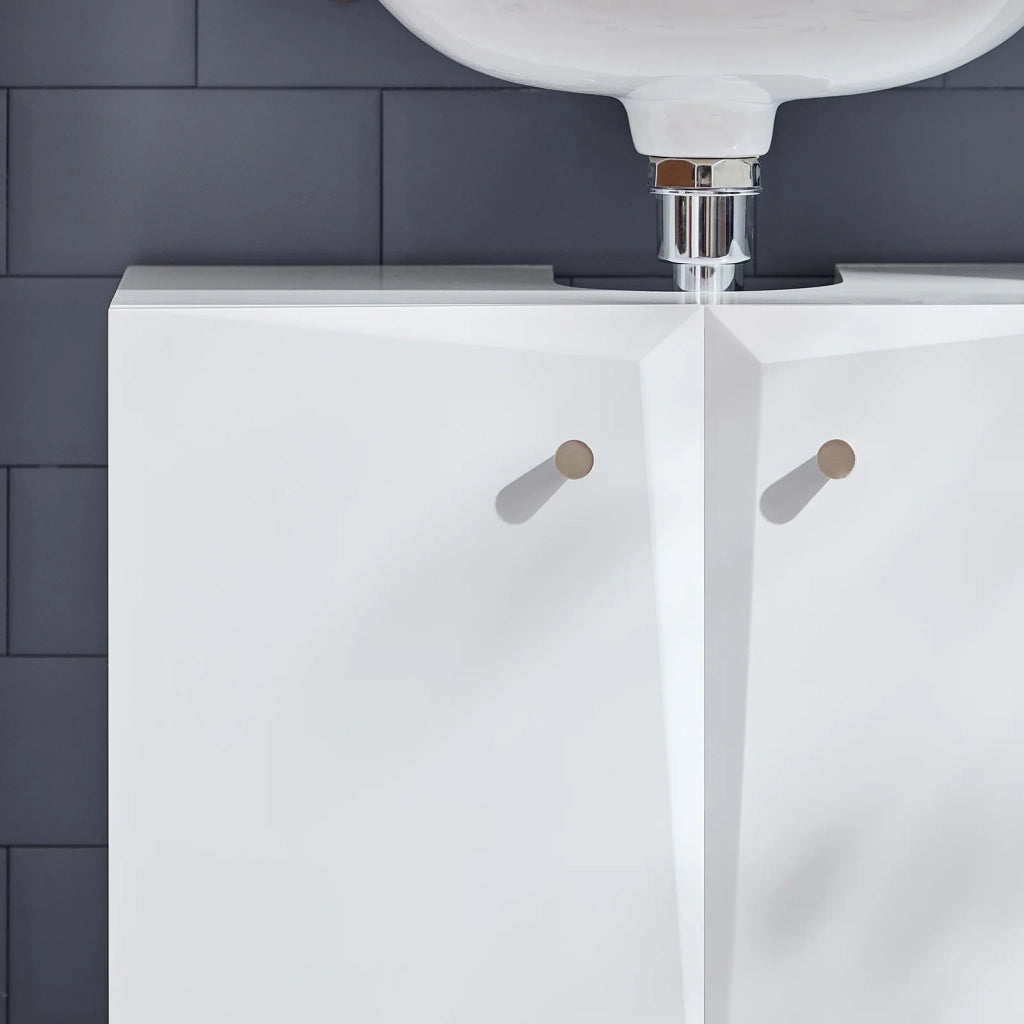 Mobile Sottolavabo a Terra Mobile Bagno Con Armadietto Mobiletto Bagno Salvaspazio In Legno Bianco 60x30x60cm BZR92-W SoBuy