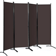 Paravento Interno con 4 Pannelli, Divisorio Pieghevole con Telaio in Ferro Robusto, Separatori di Parti Esterne, 220x55x173 cm (Caffè)