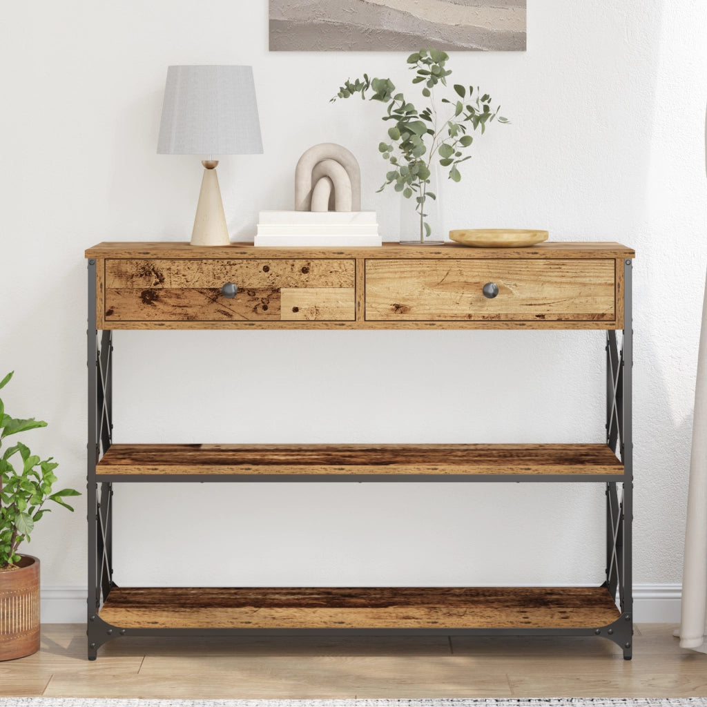 Tavolo Consolle con cassetto Legno vecchio 100 x 28 x 75 cm 863527