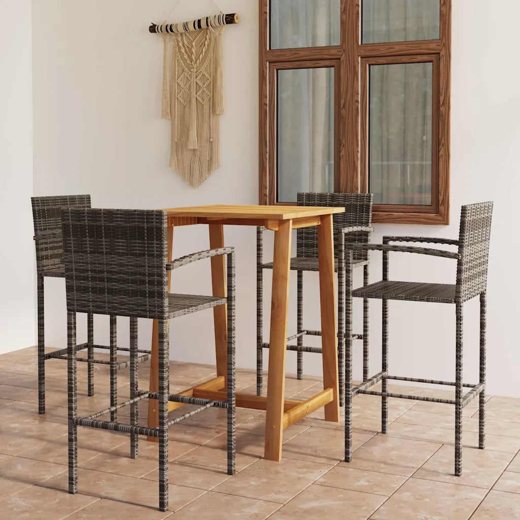 Set Bar da Giardino 5 pz | Set Salotto da Giardino Grigio