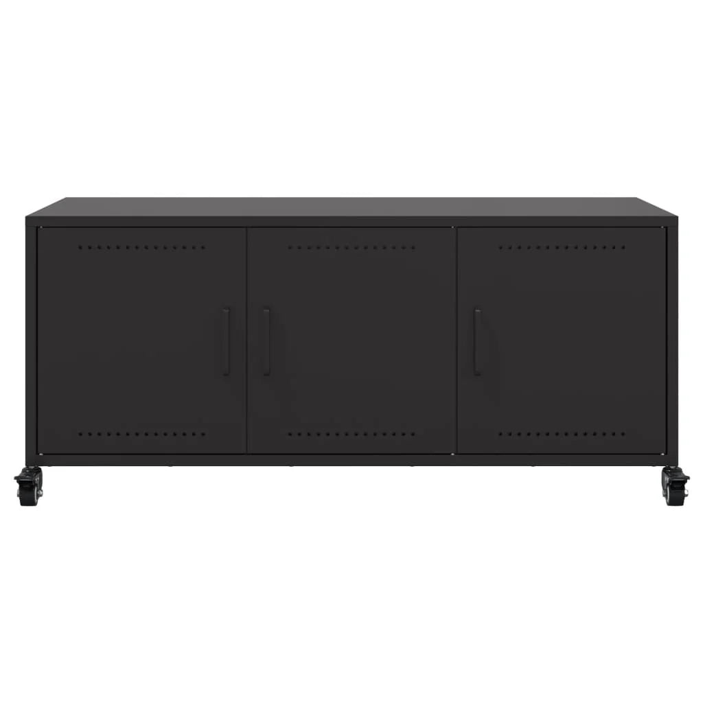 Mobile TV multimediale scaffale TV credenza mobile TV sala da pranzo soggiorno camera da letto 100,5 x 39 x 43,5 cm acciaio nero 02_0025539