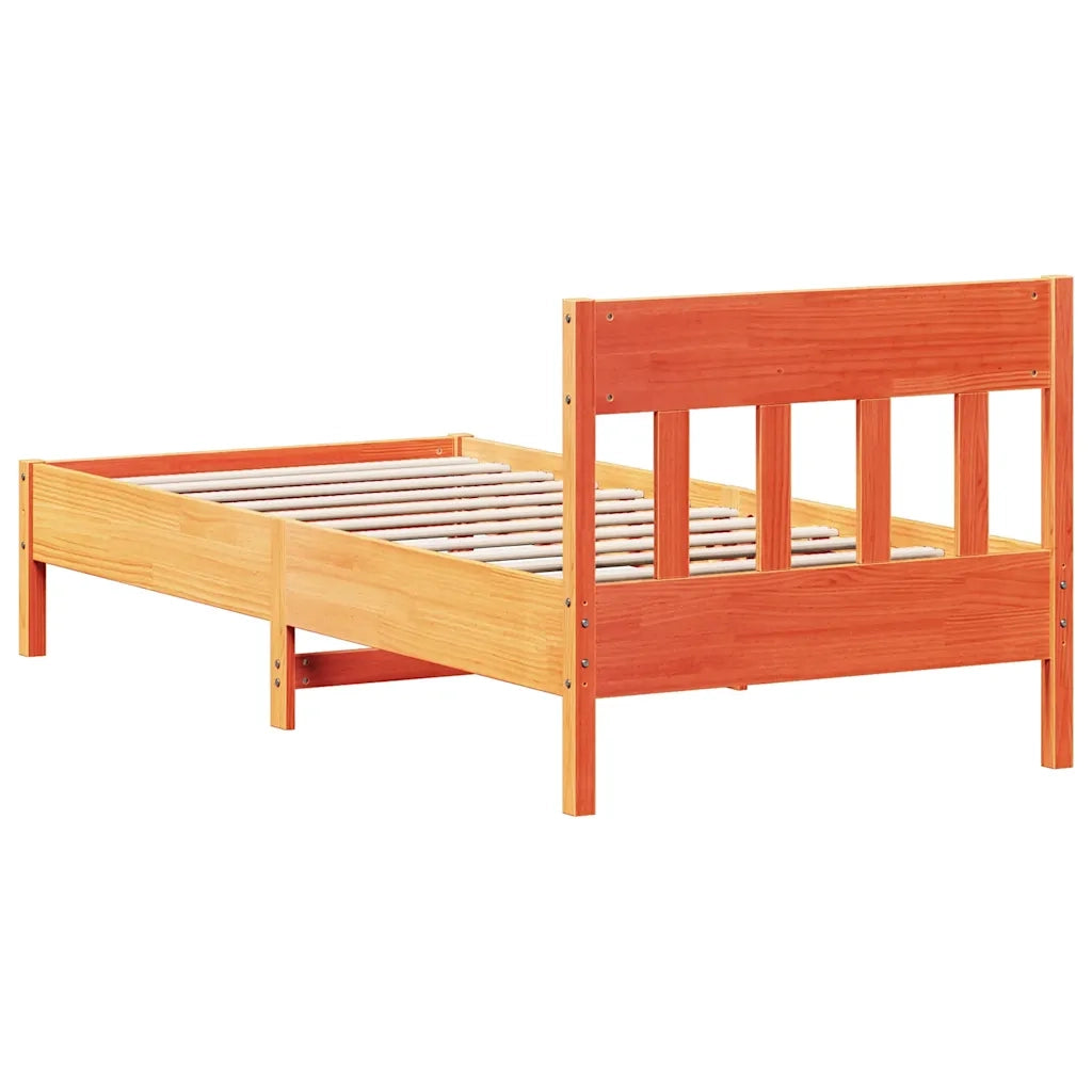 Letto senza Materasso Marrone Cera 75x190 cm in Legno di Pino 842681