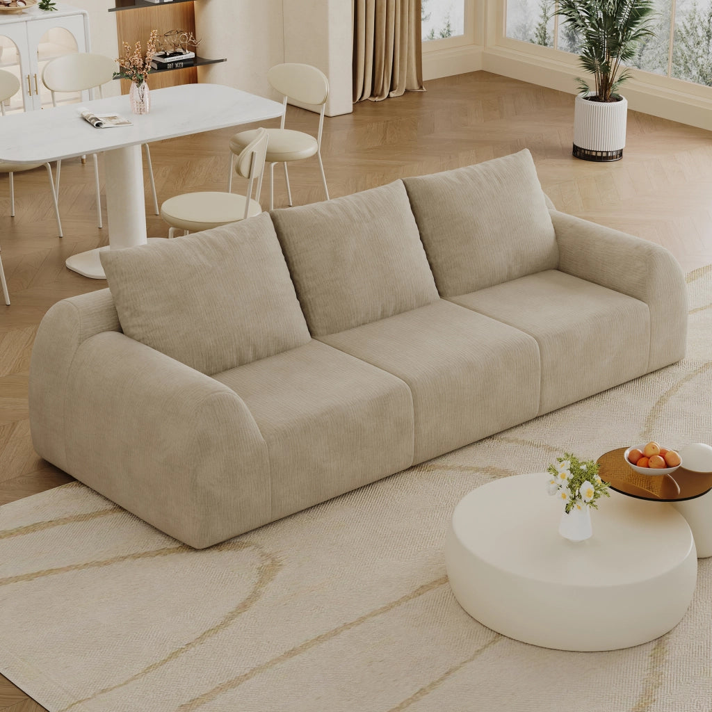 Divano lineare in chenille con schiuma ad alta elasticità - senza montaggio - khaki