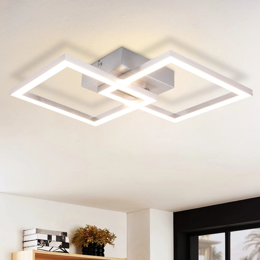 ZMH Lampada da soffitto plafoniera LED moderna argento 24W per camera letto soggiorno