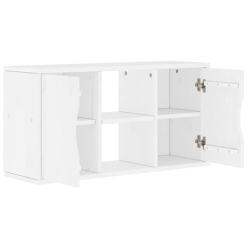 Mobile porta TV ODDA pratico e moderno contenitore per soggiorno o camera da letto 79 x 24 x 40 cm legno massello bianco 02_0058051