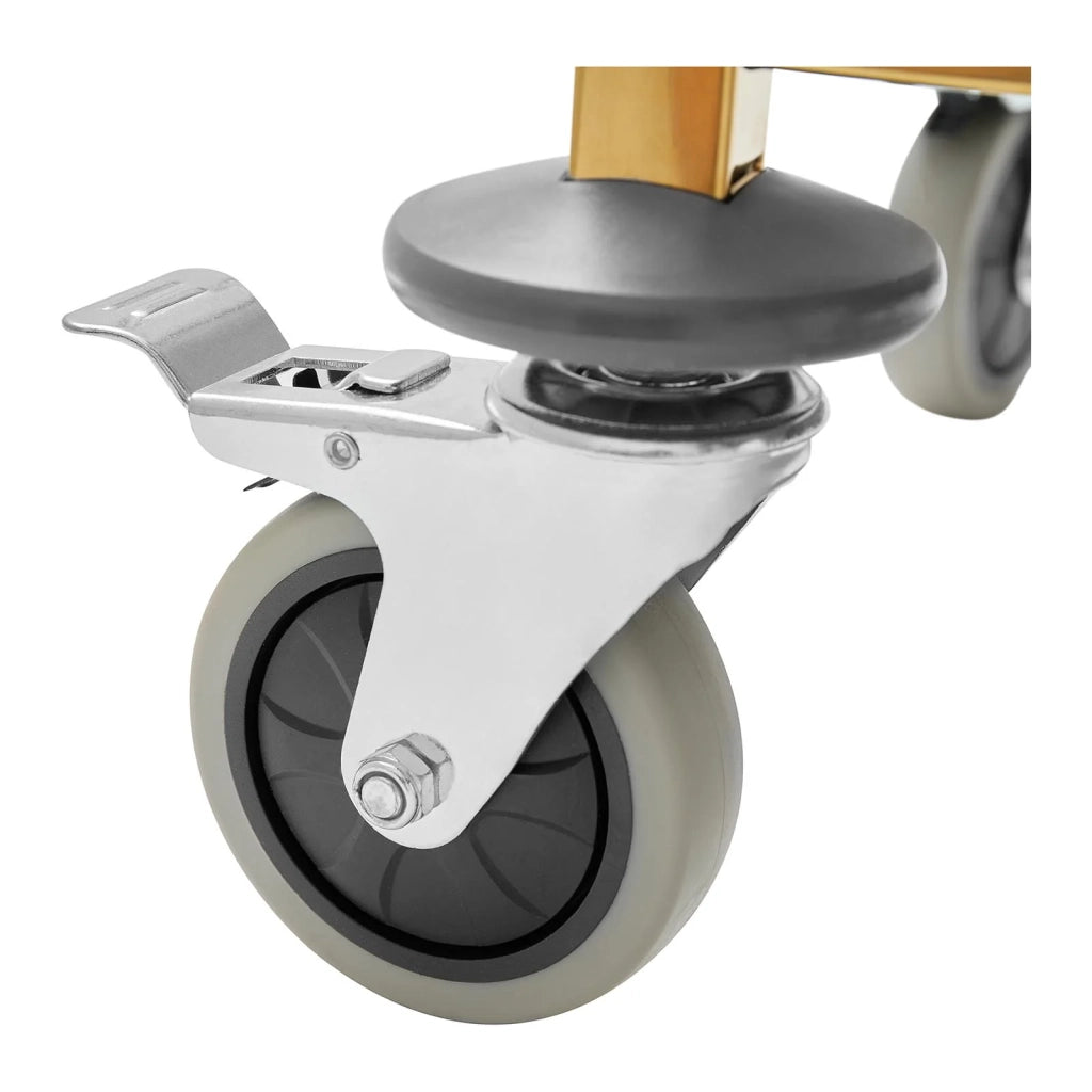 Carrello di servizio in acciaio inox con ruote per servire i piatti in cucine ristoranti mense e catering (240 kg max. 3 vassoi da 89,5 x 49,5 cm distanziati di 270 mm) 14_0005028
